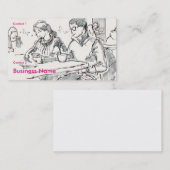Paar in café tekening visitekaartje (Voorkant / Achterkant)