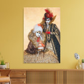 Paar in Carnival Costume, Venetië Canvas Afdruk (Insitu (Woonkamer))