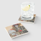 Paar in Carnival Costume, Venetië Stenen Onderzetter (Zijkant)