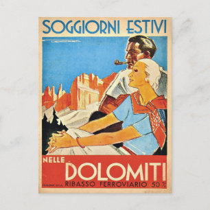 Paar in Dolomites Alpes, Italië Briefkaart