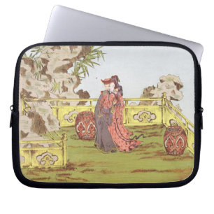 Paar in een Chinese tuin, van 'Ornaments of Chi' Laptop Sleeve