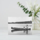 Paar in een kano briefkaart (Staand voorkant)