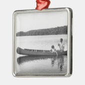 Paar in een kano metalen ornament (Links)