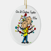 Paar in liefde, 1 Kerstmis, gepersonaliseerd versi Keramisch Ornament (Rechts)