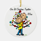Paar in liefde, 1 Kerstmis, gepersonaliseerd versi Keramisch Ornament (Voorkant)