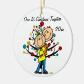 Paar in liefde, 1 Kerstmis, gepersonaliseerd versi Keramisch Ornament (Links)