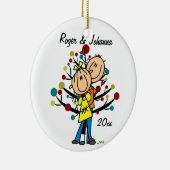 Paar in liefde, 1 Kerstmis, gepersonaliseerd versi Keramisch Ornament (Rechts)