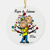 Paar in liefde, 1 Kerstmis, gepersonaliseerd versi Keramisch Ornament (Voorkant)