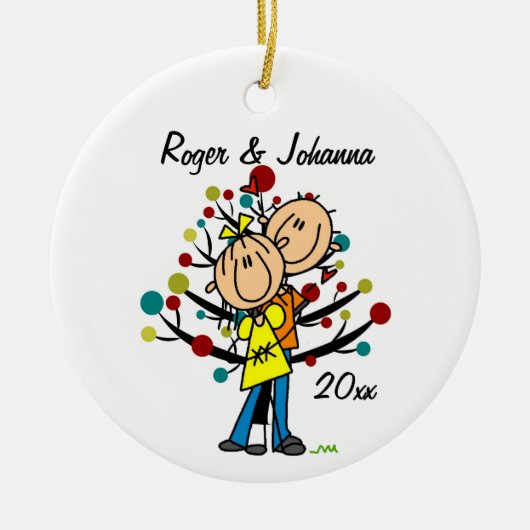 Paar in liefde, 1 Kerstmis, persoonlijk Ornament (Voorkant)