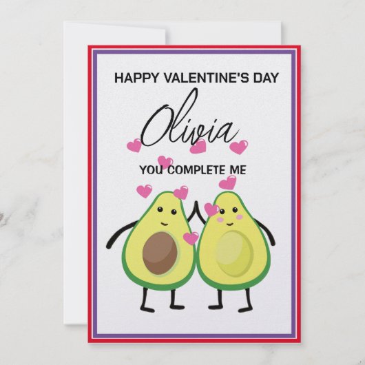 Paar in Liefde, Avocado Love Valentijnsdag Kaart (Voorkant)