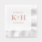 Paar in Liefde Hart Trouwmonogram Embosser Folie Servetten (Voorkant)