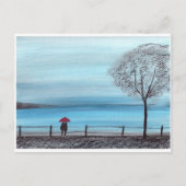 Paar in liefde met rode paraplu briefkaart (Voorkant)