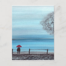 Paar in liefde met rode paraplu