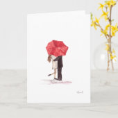 Paar in liefde onder rode paraplu romantische roma kaart (Gele Bloem)