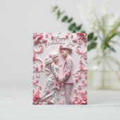 Paar in Liefde Romantische Roze Valentijnsdag Briefkaart (Staand voorkant)