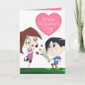 Paar in Liefde - Roze Valentijnsdag Fotokaart Feestdagen Kaart (Voorkant)