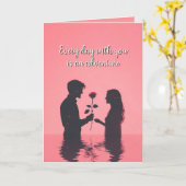 Paar in liefde silhouet in Water Valentijnse Kaart (Gele Bloem)