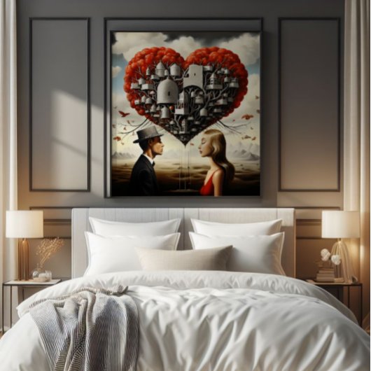 Paar in liefde Surrealisme Foto Afdruk