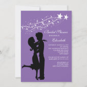 Paar in Love Bridal Shower Uitnodiging Paars (Voorkant)