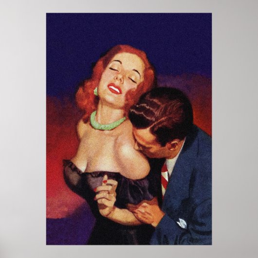 Paar in Love Retro  Pulp Hoesje Art Poster (Voorkant)