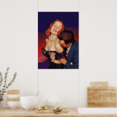 Paar in Love Retro  Pulp Hoesje Art Poster (Keuken)