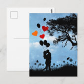 Paar in Love Silhouette en ballonnen Briefkaart (Voorkant / Achterkant)