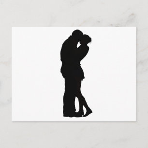 Paar in Love Silhouette omarmt de intimiteit van d Briefkaart