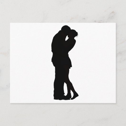Paar in Love Silhouette omarmt de intimiteit van d Briefkaart (Voorkant)