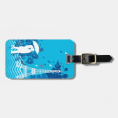 Paar in Parijs met Eiffle Tower Bagagelabel (Voorkant horizontaal)