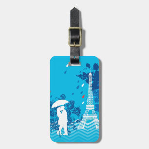 Paar in Parijs met Eiffle Tower Bagagelabel