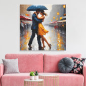 Paar in Regen Art Canvas Afdruk (Insitu (Woonkamer))