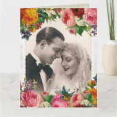  paar in Rozen met liefdesweddenschappen Kaart (Voorkant)