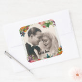 paar in Rozen met liefdesweddenschappen Vierkante Sticker (Envelop)