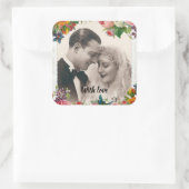 paar in Rozen met liefdesweddenschappen Vierkante Sticker (Tas)
