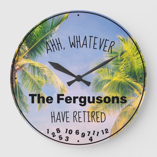 Paar in ruste Familienaam Palm Tretirement Grote Klok (Voorkant)