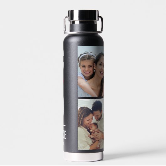 Paar Initiaal | Monogram 4 Minimale foto's zwart Waterfles (Achterkant)