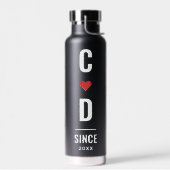 Paar Initiaal | Monogram 4 Minimale foto's zwart Waterfles (Links)