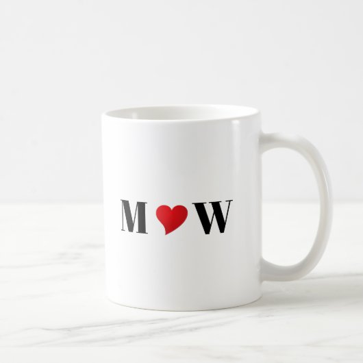 Paar initialen A houdt B rood hart aan Koffiemok (Rechts)