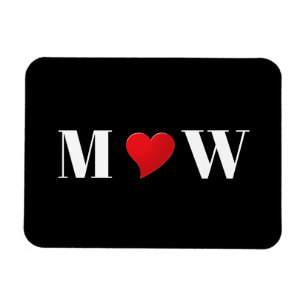 Paar initialen A houdt B rood hart aan Magneet