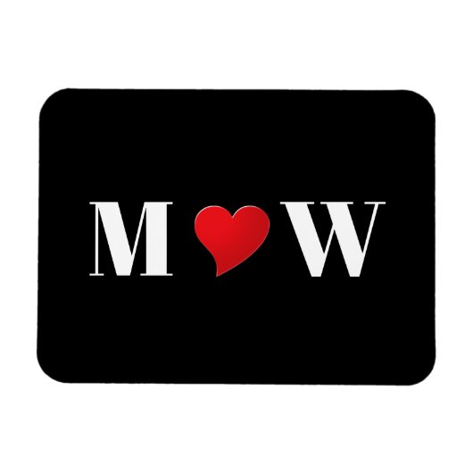 Paar initialen A houdt B rood hart aan Magneet (Horizontaal)