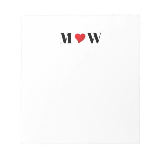 Paar initialen A houdt B rood hart aan Notitieblok (Voorkant)