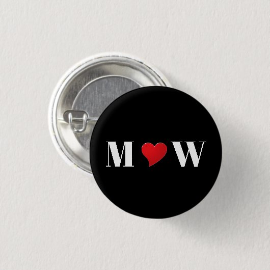Paar initialen A houdt B rood hart aan Ronde Button 3,2 Cm (Voorkant /achterkant)