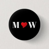 Paar initialen A houdt B rood hart aan Ronde Button 3,2 Cm (Voorkant)