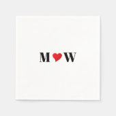 Paar initialen A houdt B rood hart aan Servet (Voorkant)