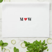 Paar initialen A houdt B rood hart aan Theedoek (Gevouwen)