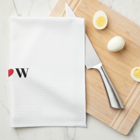 Paar initialen A houdt B rood hart aan Theedoek (Quarter Fold)