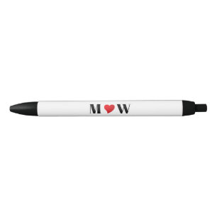 Paar initialen A houdt B rood hart aan Zwarte Inkt Pen