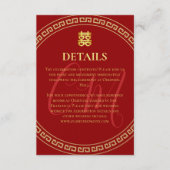 Paar initialen Chinees bruiloft rood lijst details Informatiekaartje (Voorkant)
