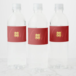 Paar initialen Chinees bruiloft rood Waterfles Etiket