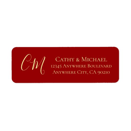 Paar initialen modern Chinees bruiloft rood Etiket (Voorkant)